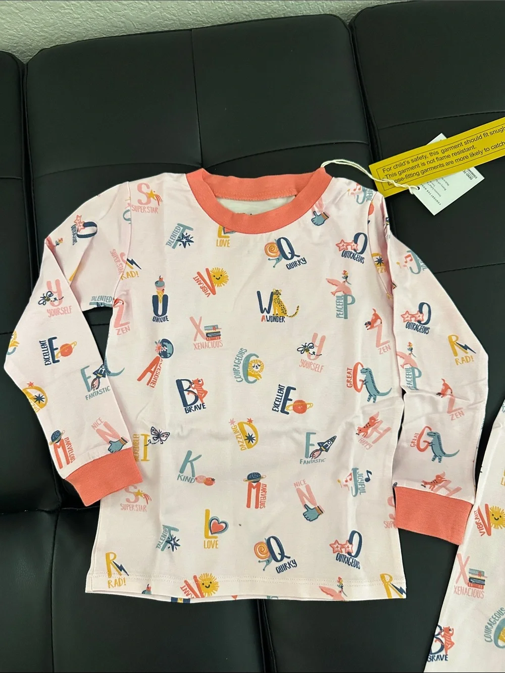 Carter's Pink Alphabet Print Pajama Set with Coral Trim